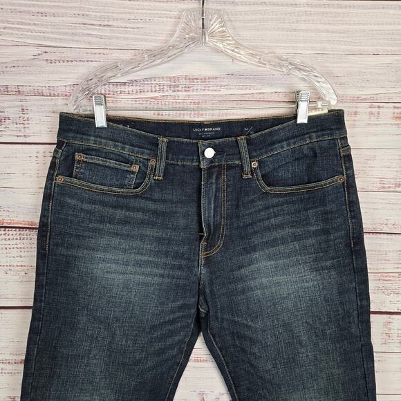 Lucky Brand Men's 121 Slim Straight Jeans 34X32 Faded Whiskered Denim Basic NWT - Picture 3 of 15